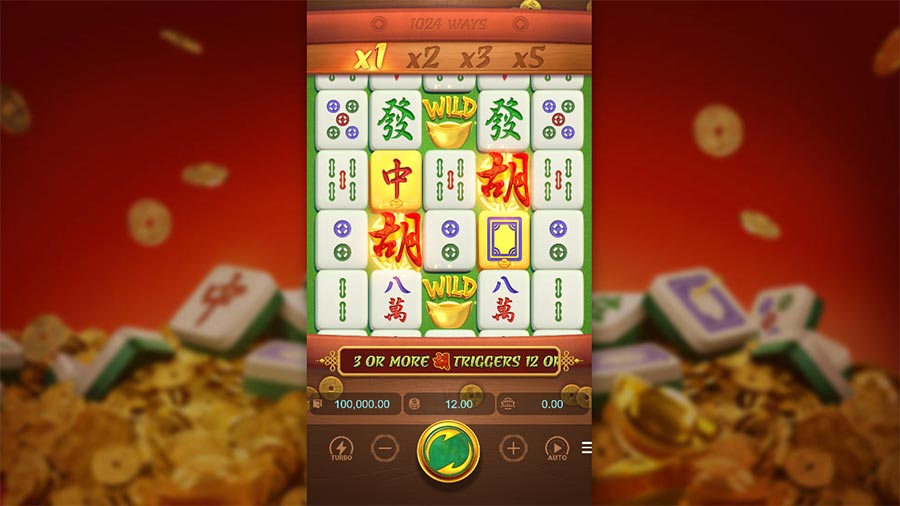 Mahjong Ways in-game screenshot showing the reels and symbols