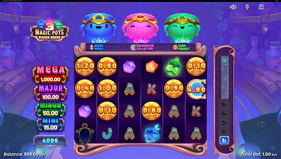 3 Magic Pots Bigger Bonus slot